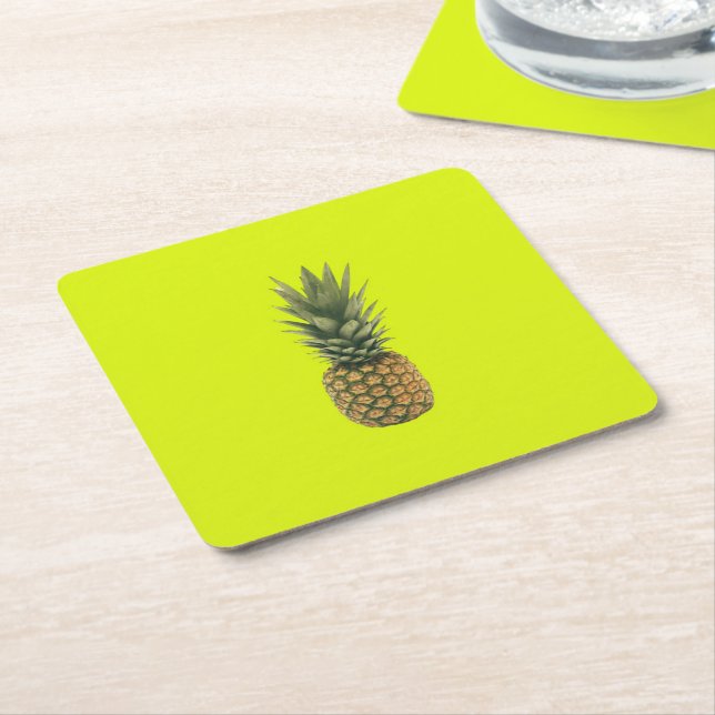 Sweet Pineapple Square Paper Coaster (Angled)