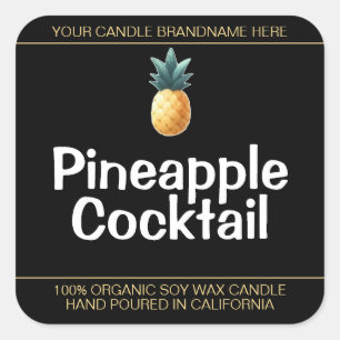 Sweet Pineapple Symbol Soy Candles Labels Black