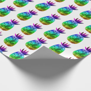 Sweet Pineapple Whimsical Rainbow Pattern Gift Wrapping Paper