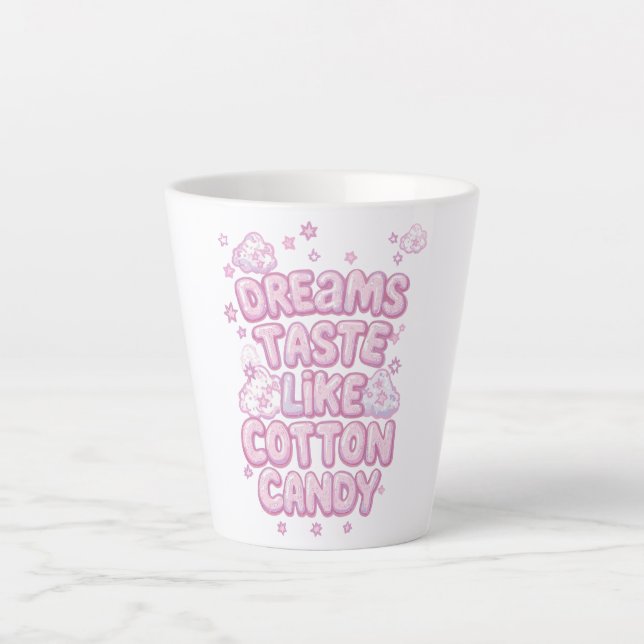 Sweet Pink Aesthetic Puffy Font Latte Mug (Front)