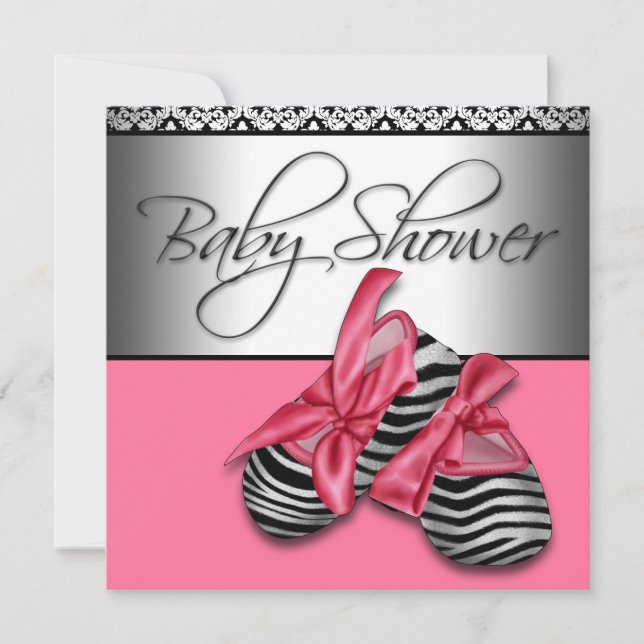 Sweet Pink and Black Baby Shower Invitation (Front)