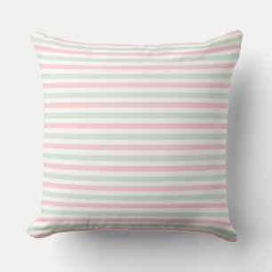 Sweet Pink and Fresh Mint Striped Throw Pillow