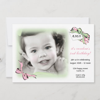 Sweet Pink and Green Birthday Invitation