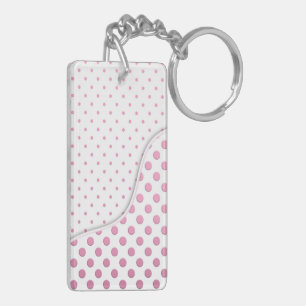 Sweet Pink and White Polka Dot Pattern Design Keychain