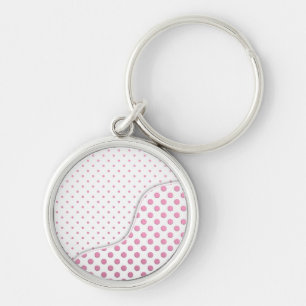 Sweet Pink and White Polka Dot Pattern Design Keychain