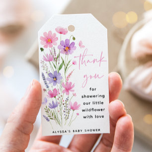 Sweet Pink Baby in Bloom Wildflower Baby Shower Gift Tags