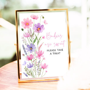 Sweet Pink Baby in Bloom Wildflower Treats Sign