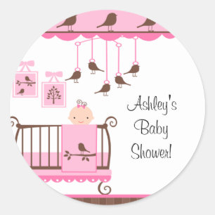 Sweet Pink Baby Room You're Invited Sticker