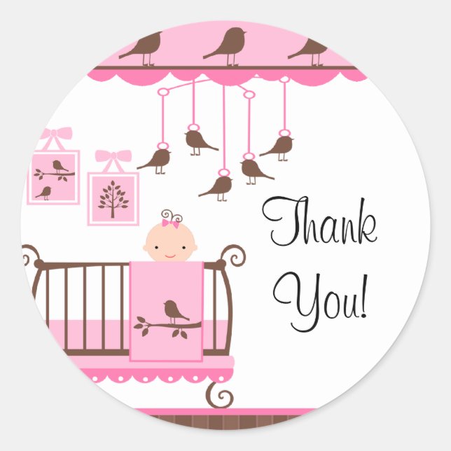 Sweet Pink Baby RoomThank You Sticker (Front)