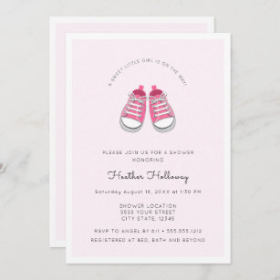 Sweet Pink Baby Shoes, Baby Shower Invitation