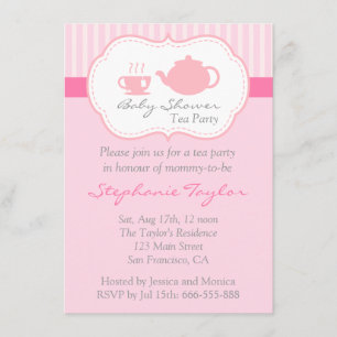 Sweet Pink Baby Shower, Tea Party for Mom to Be Invitation
