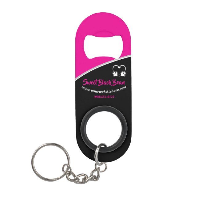 Sweet Pink Bean Promotional Business Keychain Keychain Bottle Opener (Front)