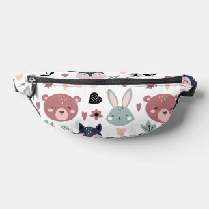 Sweet Pink Bear Fox And Bunny Forest Fanny Pack