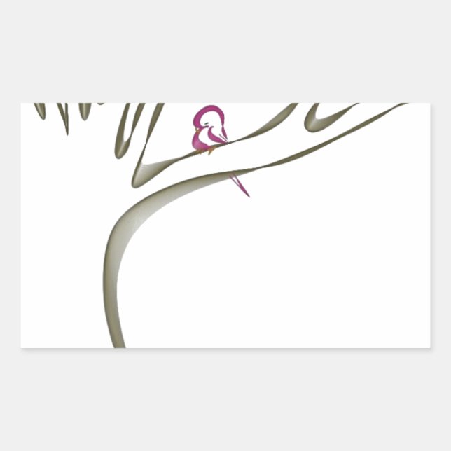 Sweet pink bird sitting in a tree original sticker (Front)