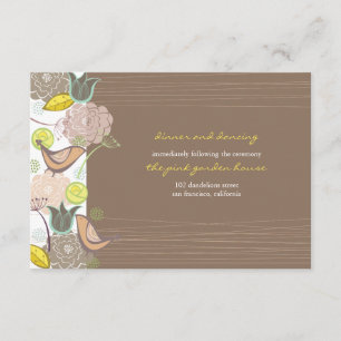 Sweet Pink Birds Floral Garden Wedding Reception C Enclosure Card