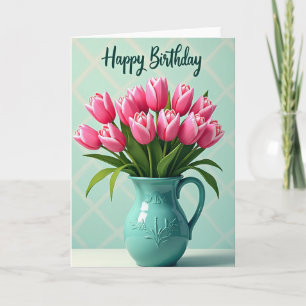 Sweet Pink Blooms Birthday Card