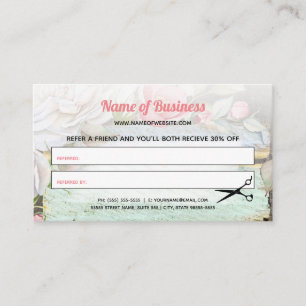 Sweet Pink Blossom Floral Salon Friend Referral Card