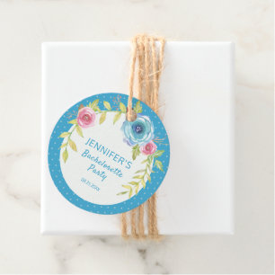 Sweet Pink Blue Boho Floral Bachelorette Party   Favour Tags