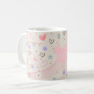Sweet Pink Bow Aesthetic Mug   Kawaii Cute Pastel 