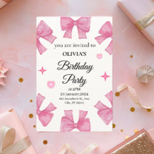 Sweet Pink Bows Invitation d'anniversaire pour fil