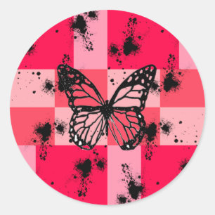 Sweet pink butterfly blooming classic round sticker