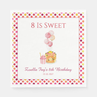Sweet Pink Confetti Girl Birthday Napkin