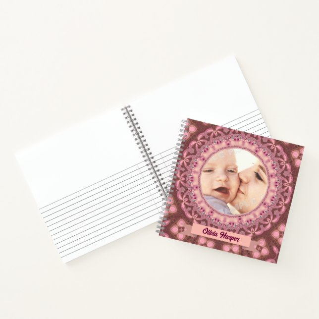 Sweet Pink Country Lace Baby Daughter Photo Notebook (Inside)