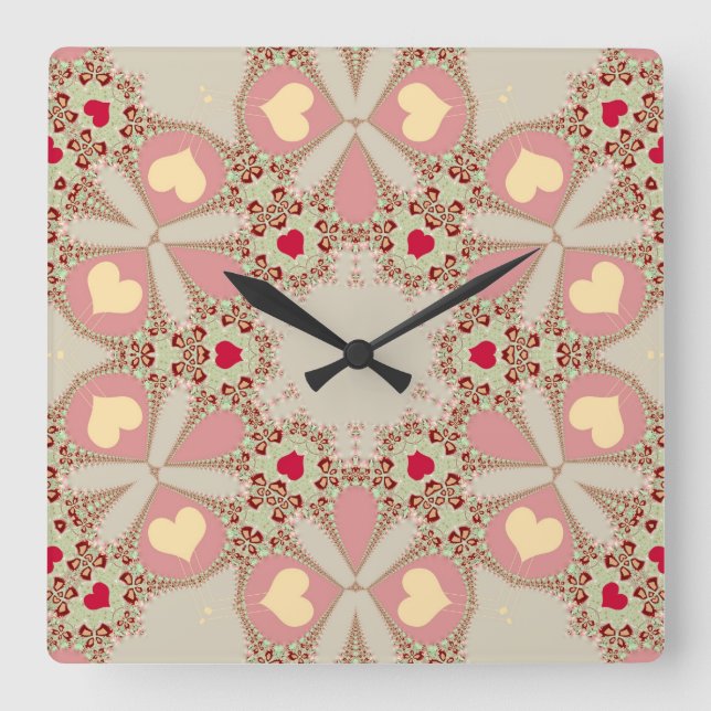 Sweet Pink Country Love Hearts  Wall Clock (Front)