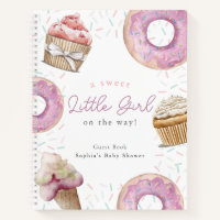 Sweet Pink Cupcake & Doughnut Baby Shower Guest Bo