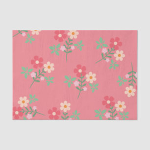 Sweet Pink Daisy Bouquet Retro Pattern  Tissue Paper