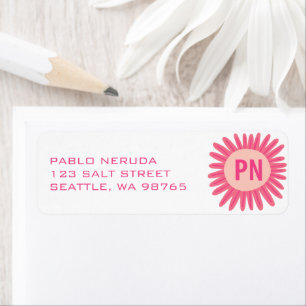 Sweet Pink Daisy CUSTOM INITIALS Mailing Address