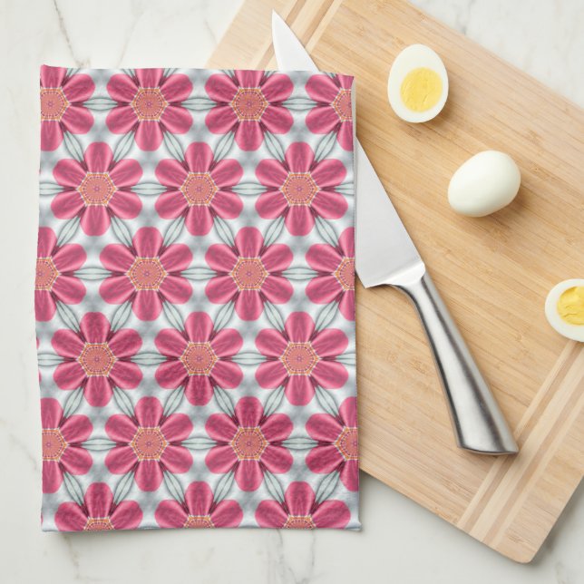 Sweet Pink daisy Pattern Kitchen Towel (Quarter Fold)