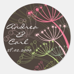 Sweet Pink Dandelions Chic Summer Wedding Sticker