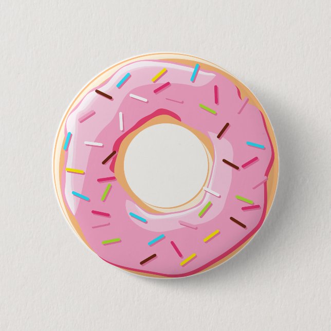 Sweet pink doughnuts with sprinkles toppings 2 inch round button (Front)