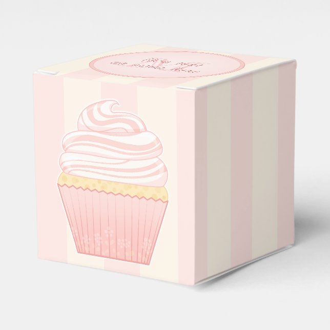 Sweet Pink Elegant Cupcake Favor Box (Front Side)