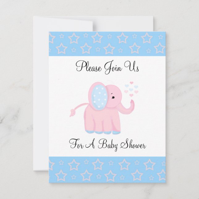 Sweet Pink Elephant  Baby Shower Invitation (Front)