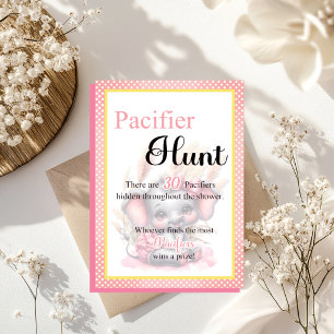 Sweet Pink Elephant Baby Shower Pacifier Hunt Game