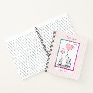Sweet Pink Elephant Couple  Notebook
