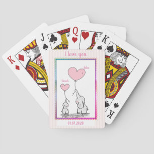 Sweet Pink Elephant Couple  Playing Cards