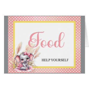 Sweet Pink Elephant - Peanut Smile Skull Food Card