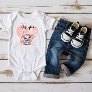  Sweet Pink Elephant - Peanut Smiles  Baby Bodysuit