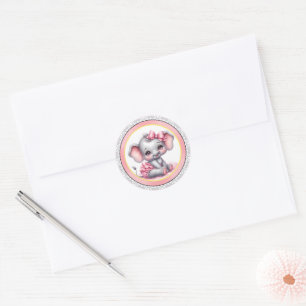 Sweet Pink Elephant - Peanut Smiles  Classic Round Sticker