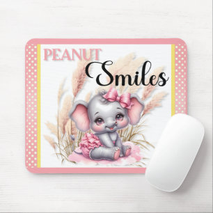 Sweet Pink Elephant - Peanut Smiles Mouse Pad