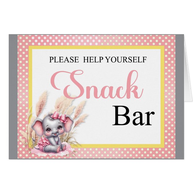 Sweet Pink Elephant - Peanut Smiles Snack Card (Front Horizontal)
