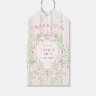 Sweet Pink Floral Bridal Shower Crest Gift Tags