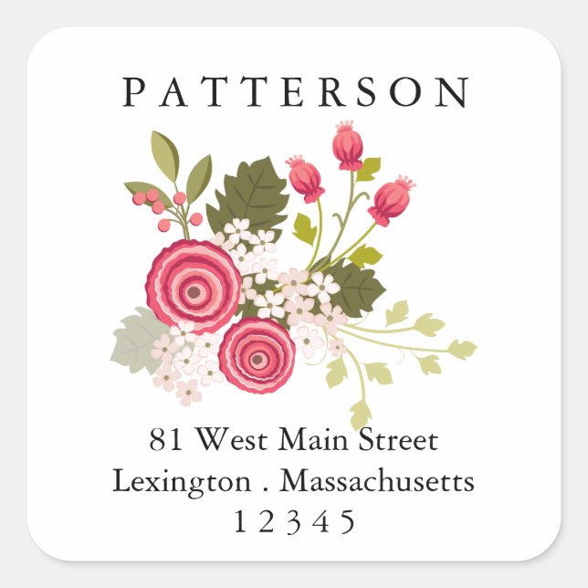 Sweet Pink Floral Garden Return Address Label (Front)