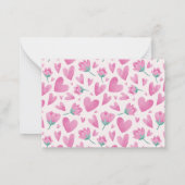 Sweet Pink Floral Heart Pattern Valentine's Day Card (Back)