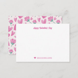 Sweet Pink Floral Heart Pattern Valentine's Day Card