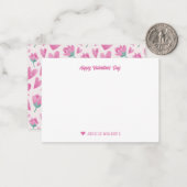 Sweet Pink Floral Heart Pattern Valentine's Day Card (Front/Back In Situ)