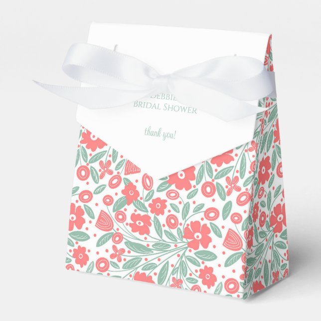 Sweet Pink Flower Pattern Bridal Shower Favour Box (Front Side)